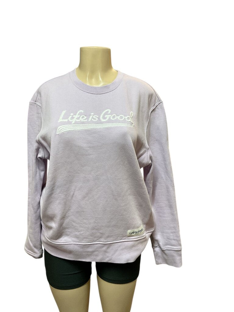Life (Med) is Good Purple Crew Neck Sweatshirt