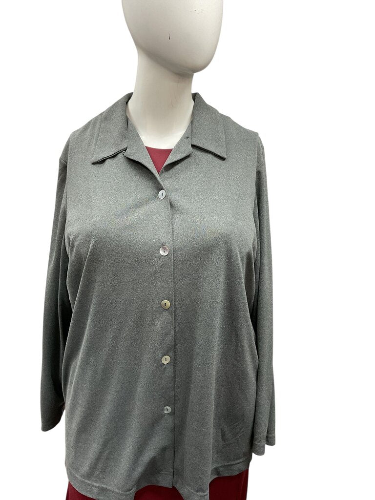 Merona (20W) Grey L/S Blouse Button Down