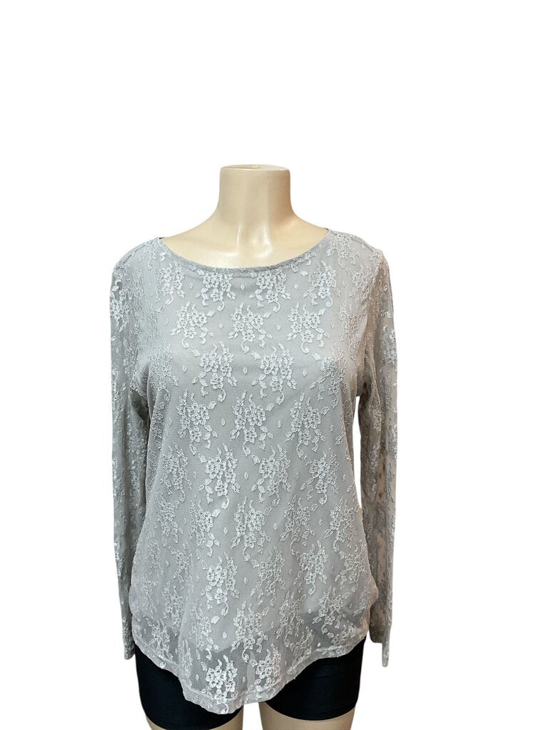 Dialogue (Large) Grey Lace Overlay Blouse
