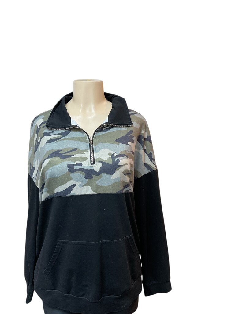 Camo/Black (XL) Zippered Sweatshirt