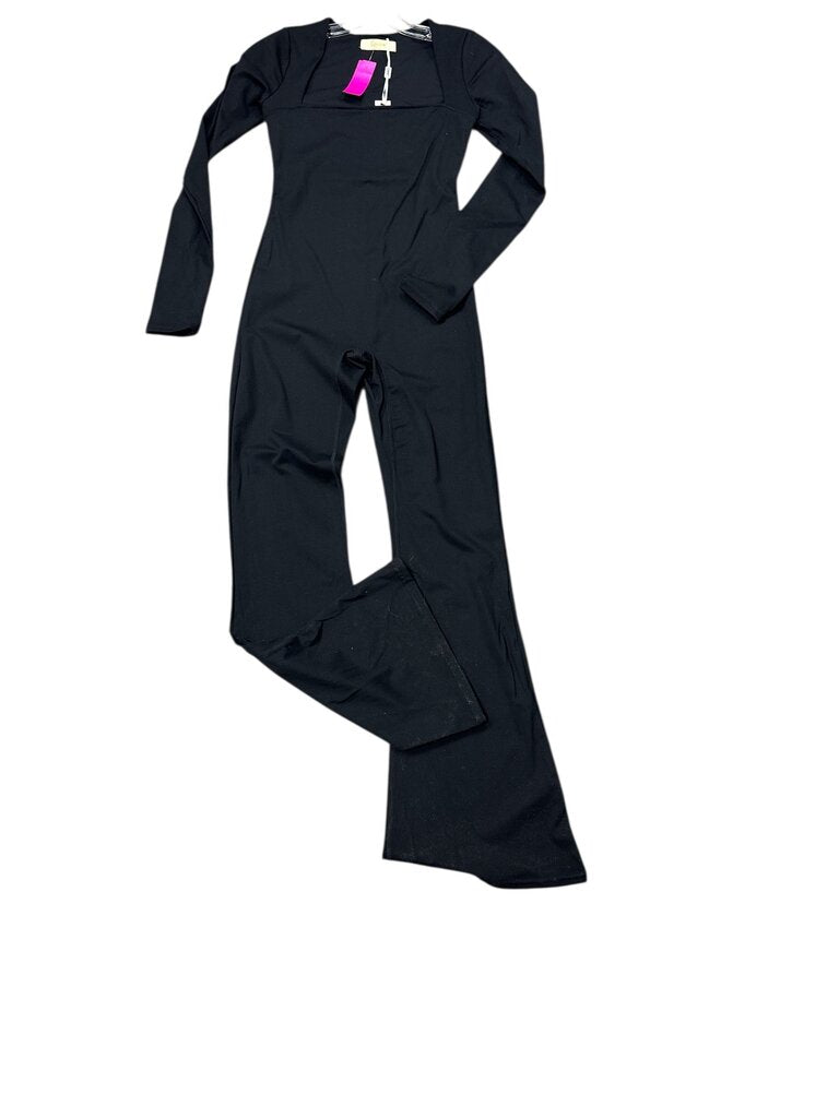Qinsen (Small) Black Romper Wide Leg Pant Suit
