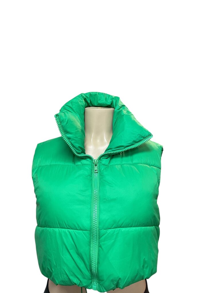 MOW green cropped puffer vest