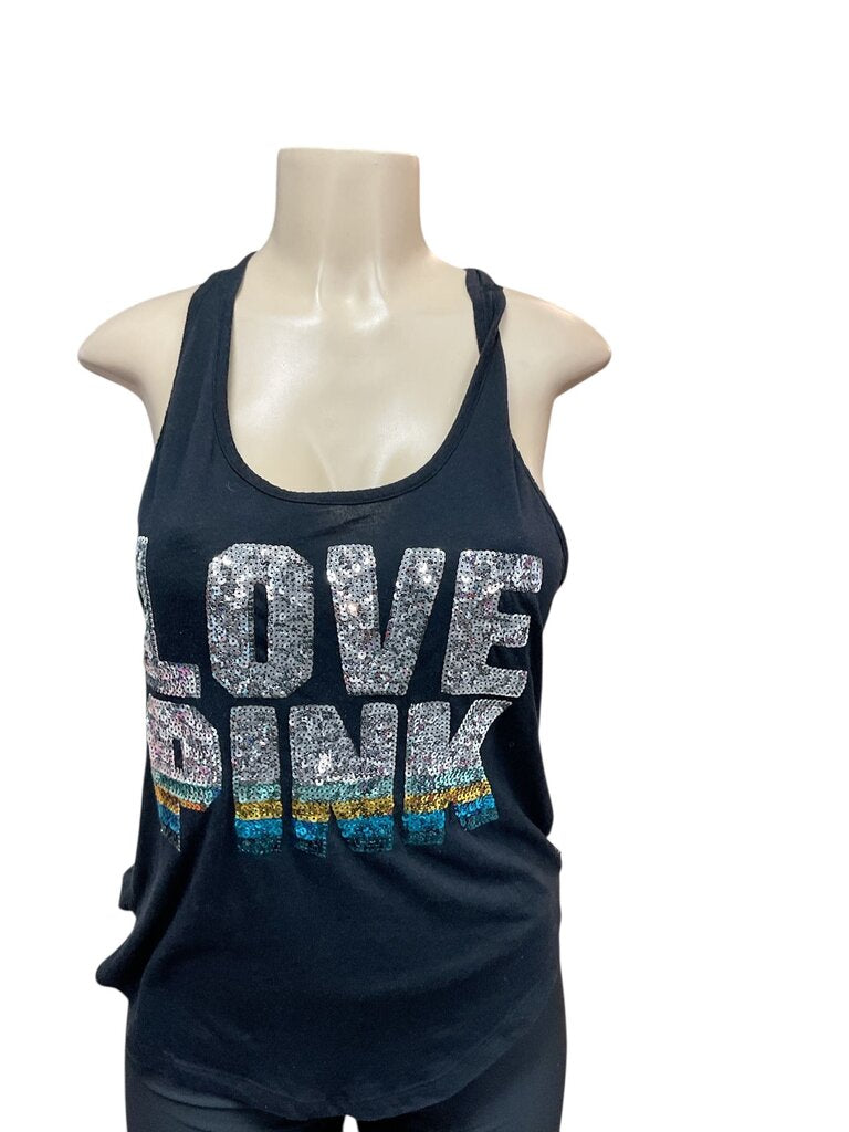 LOVE PINK black sequins tank top