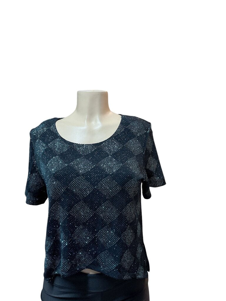 Teddi evening Black and blue glitter cropped blouse