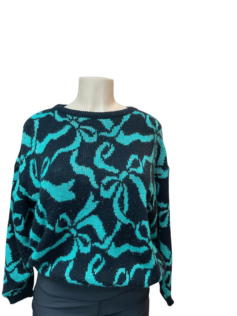 Zeloni & Grassi green and black bow sweater
