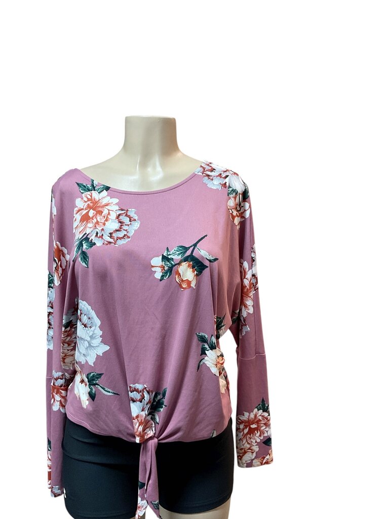 IZ Byer pink floral L/S top