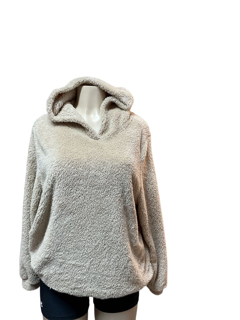 MOW tan furry hooded sweatshirt