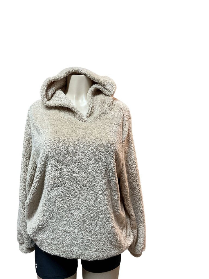 MOW tan furry hooded sweatshirt