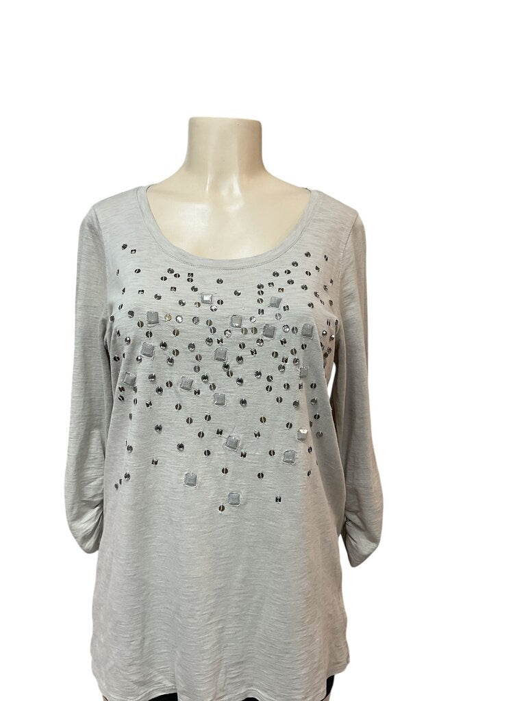 Style (Med) and Co Taupe Bedazzled Shirt