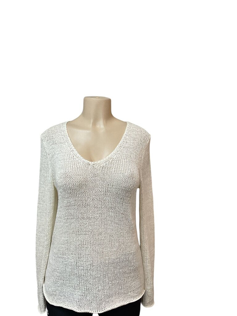 Loft (Med) Cream L/S V Neck Sweater
