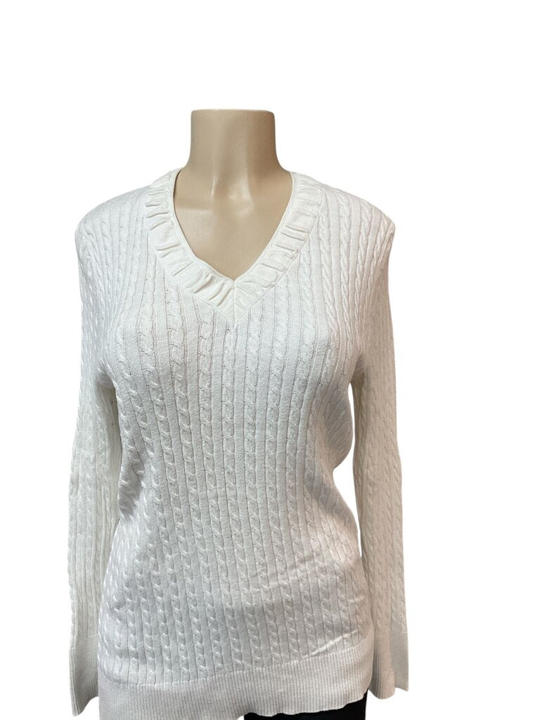 Eddie (Large) Cream V Neck Sweater