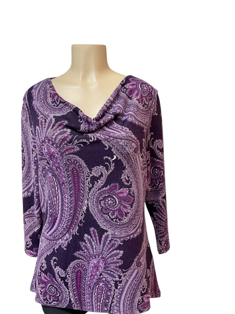 Roz & Ali (Large) Purple Paisley L/S Tee
