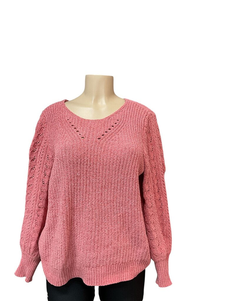 Maurices (Large) Pink Cable Knit Sweater