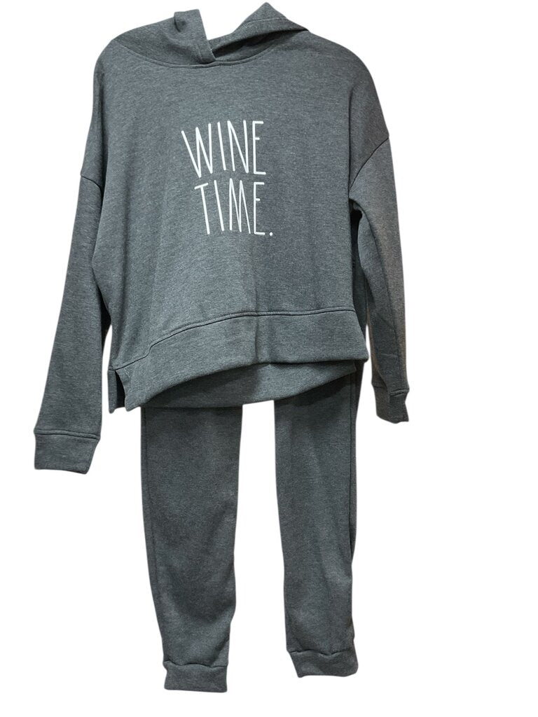 Rae Dunn wine time grey sweatsuit