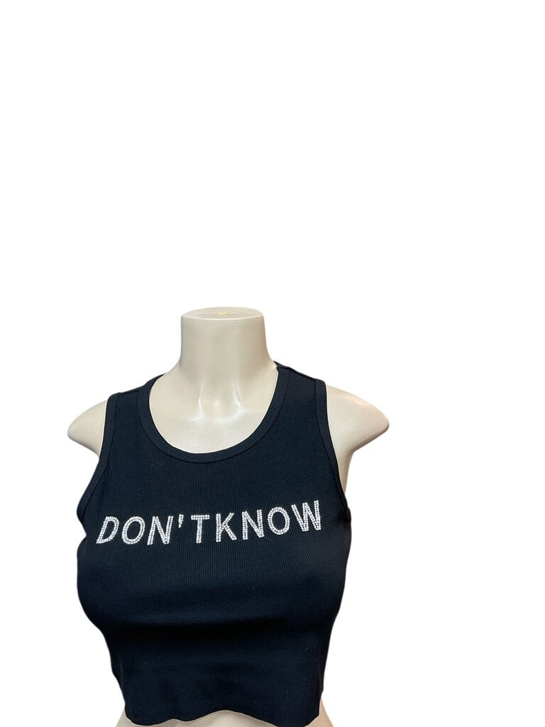 Akira "Don't know" rhinestone black tank top