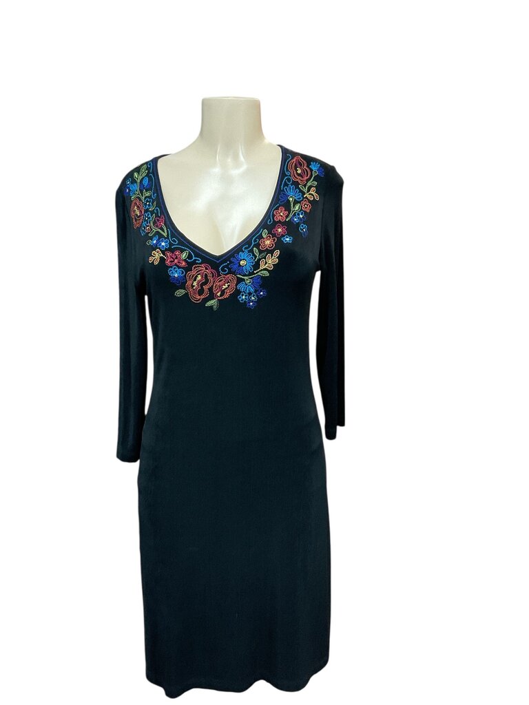 Chicos (1) Travelers Black Embellished Dress