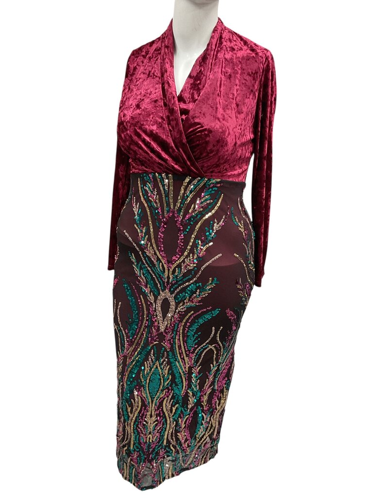 MOW red velvet and sequins dress