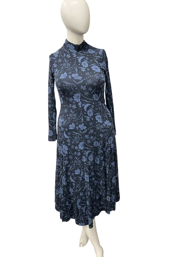 Loft (Med) Blue Floral Long Dress Cotton