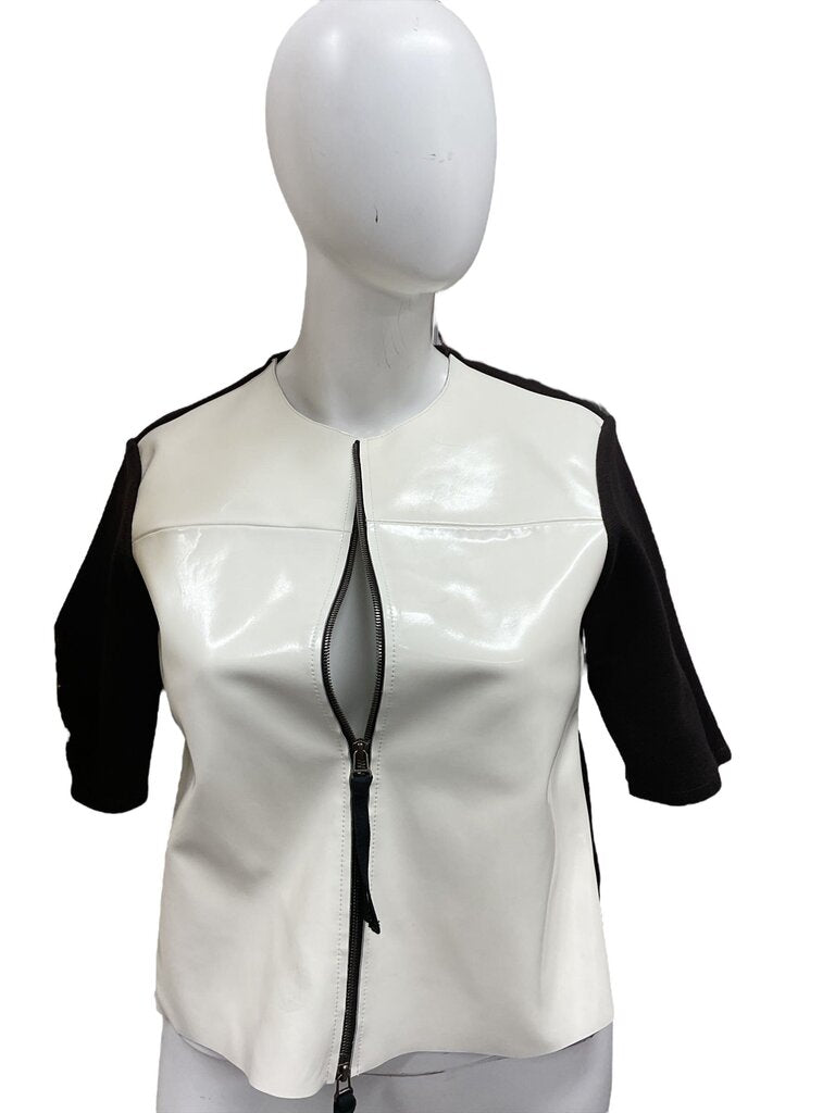 Marni (6) at H and M Black Zippered Cardigan w/White Shell