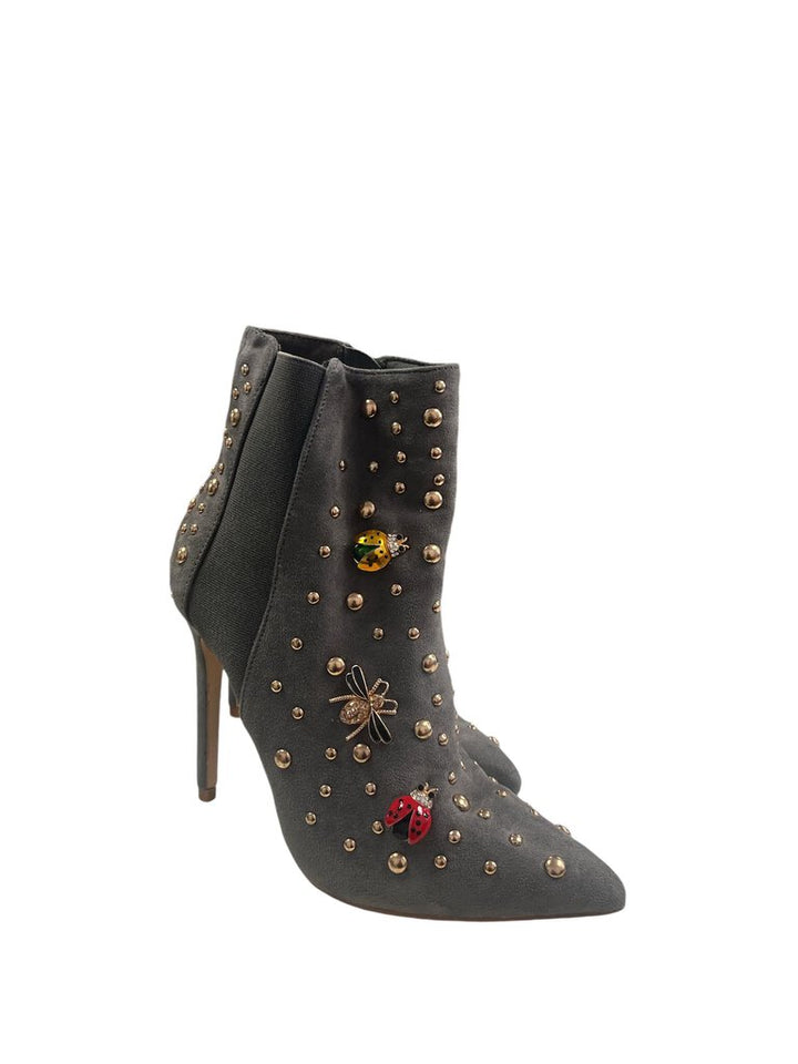 Elegant Collection Grey "Bug" Studded Boots (7)