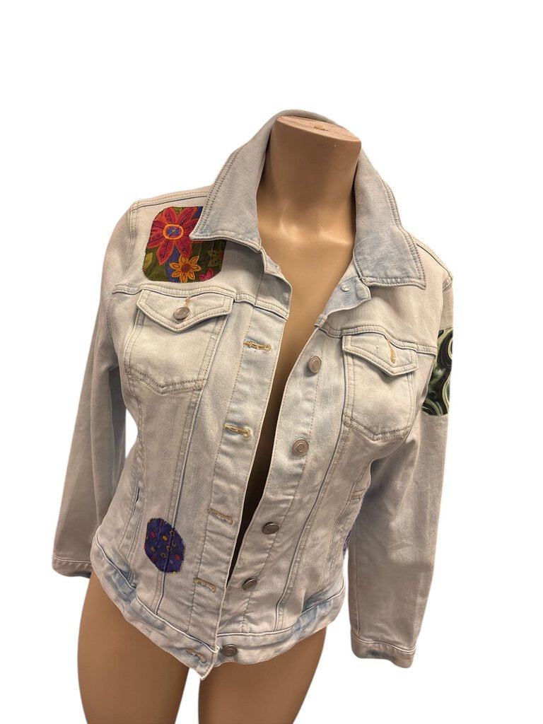 Time and true Blue patch denim jacket