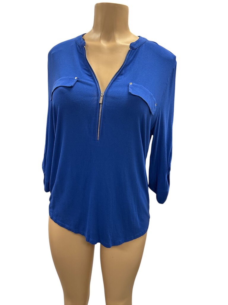 Calvin Klein Blue zip up blouse