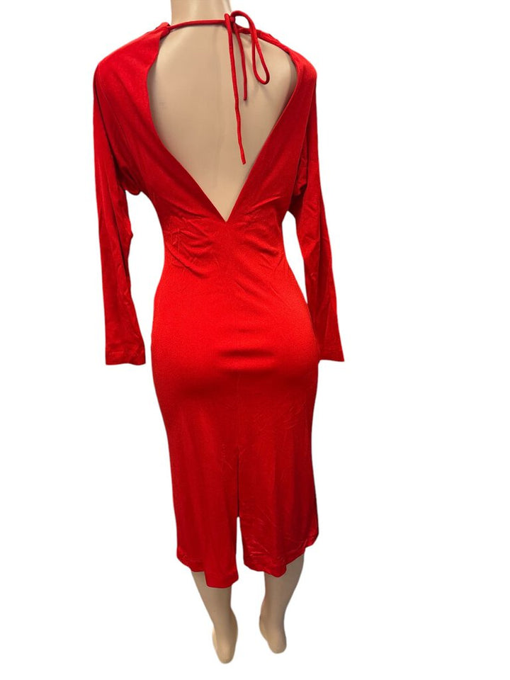 MOW red open back dress