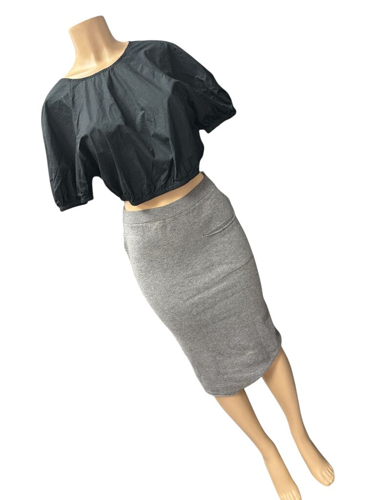 A new day black puff sleeve crop top