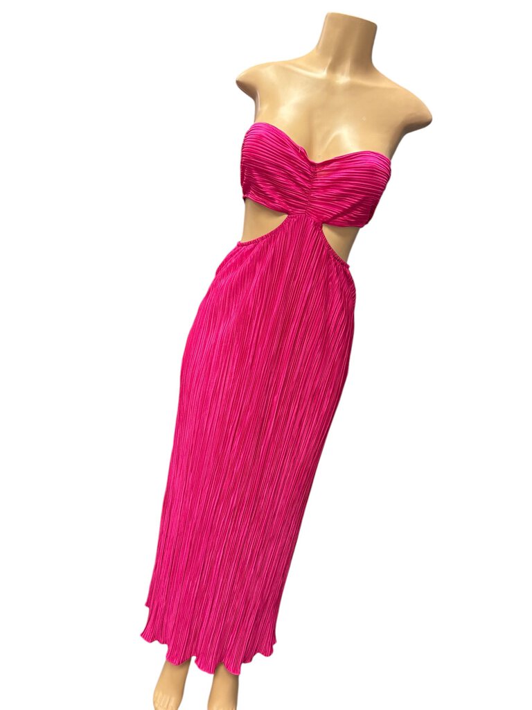 MOW(M) pink crimped cut out halter dress