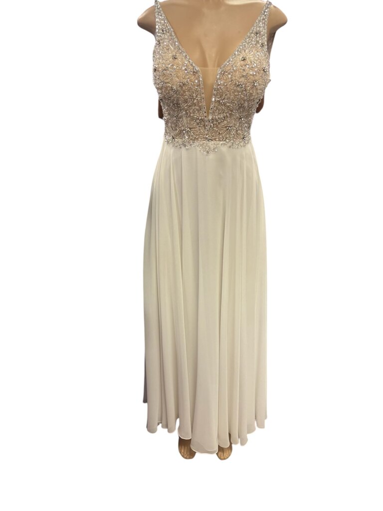 JVN BY Jovani White bejeweled dress