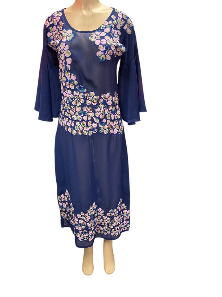 Tahiya blue sheer embroidered dress