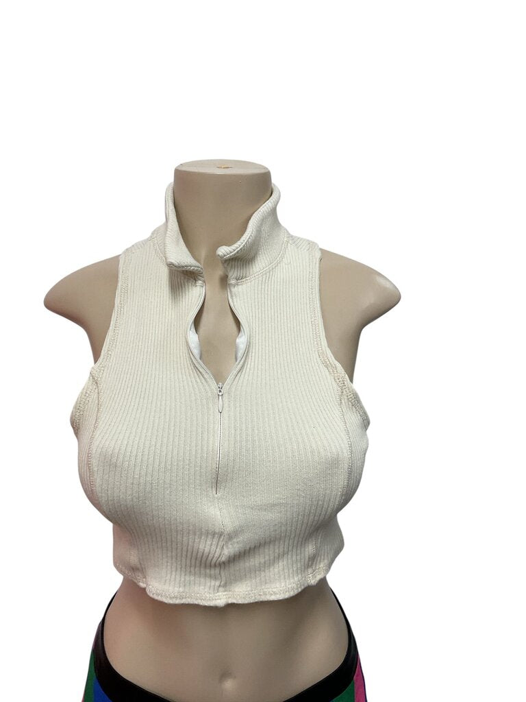 Urban (Med) Outfitters Cream Cropped Sleeveless Top