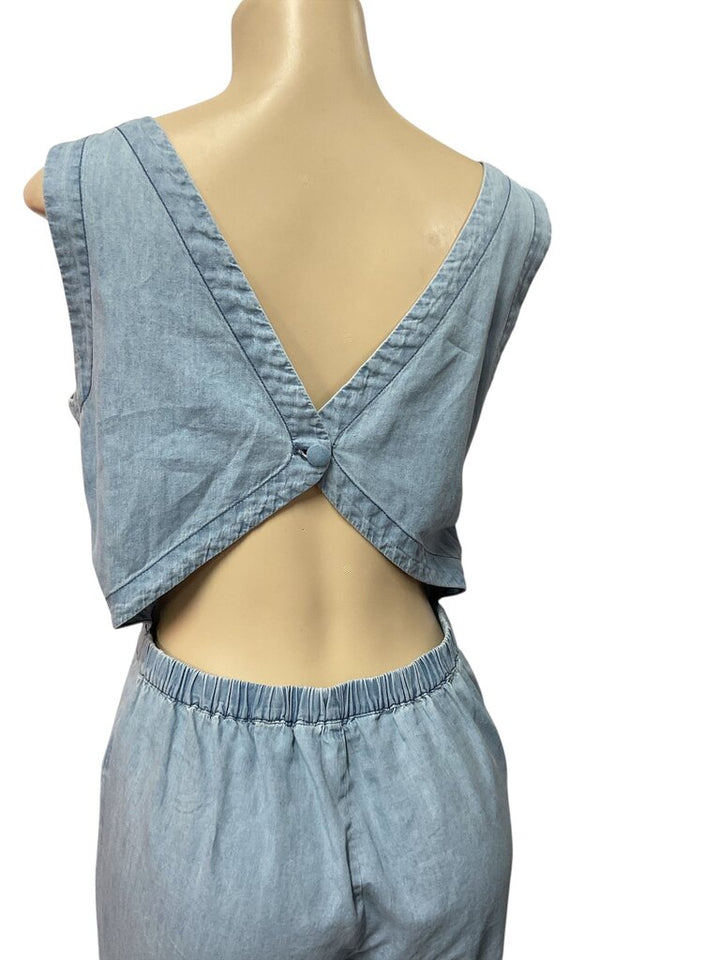 Cupcake (Med) and Cashmere Open Back Denim Jumpsuit