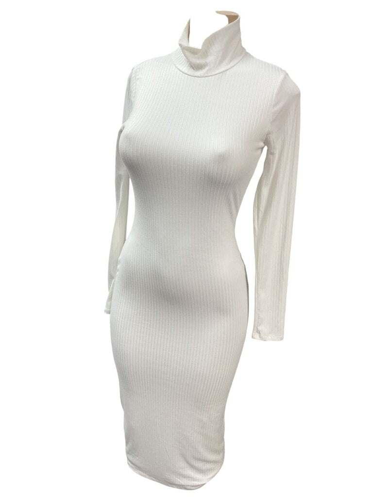 Fashionova (Med) Cream Long Turtleneck Dress