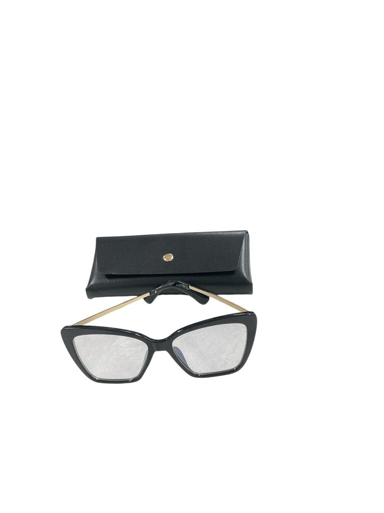 Black speckled glasses w/Gold accents and case
