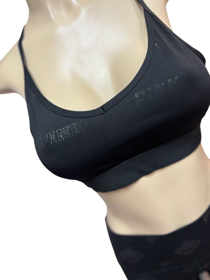 PINK (Med) Sport Black Matching Sports Bra