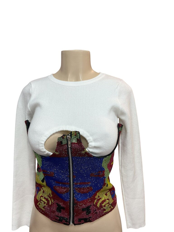 Akira (Med) Multi Colored Bedazzled Bustier