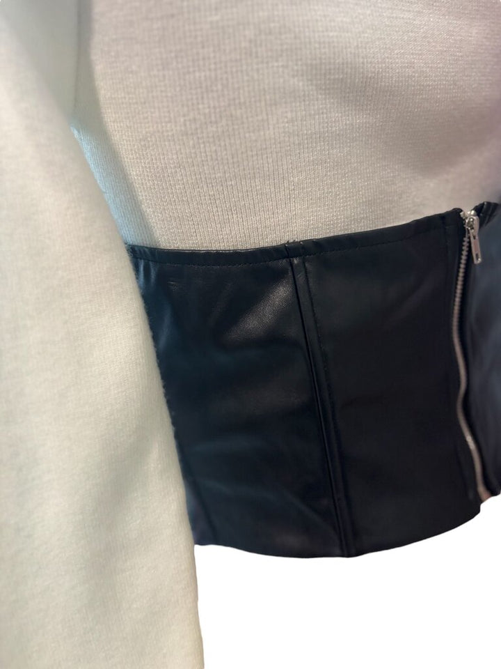 Akira (Med) Black Faux Leather Bustier