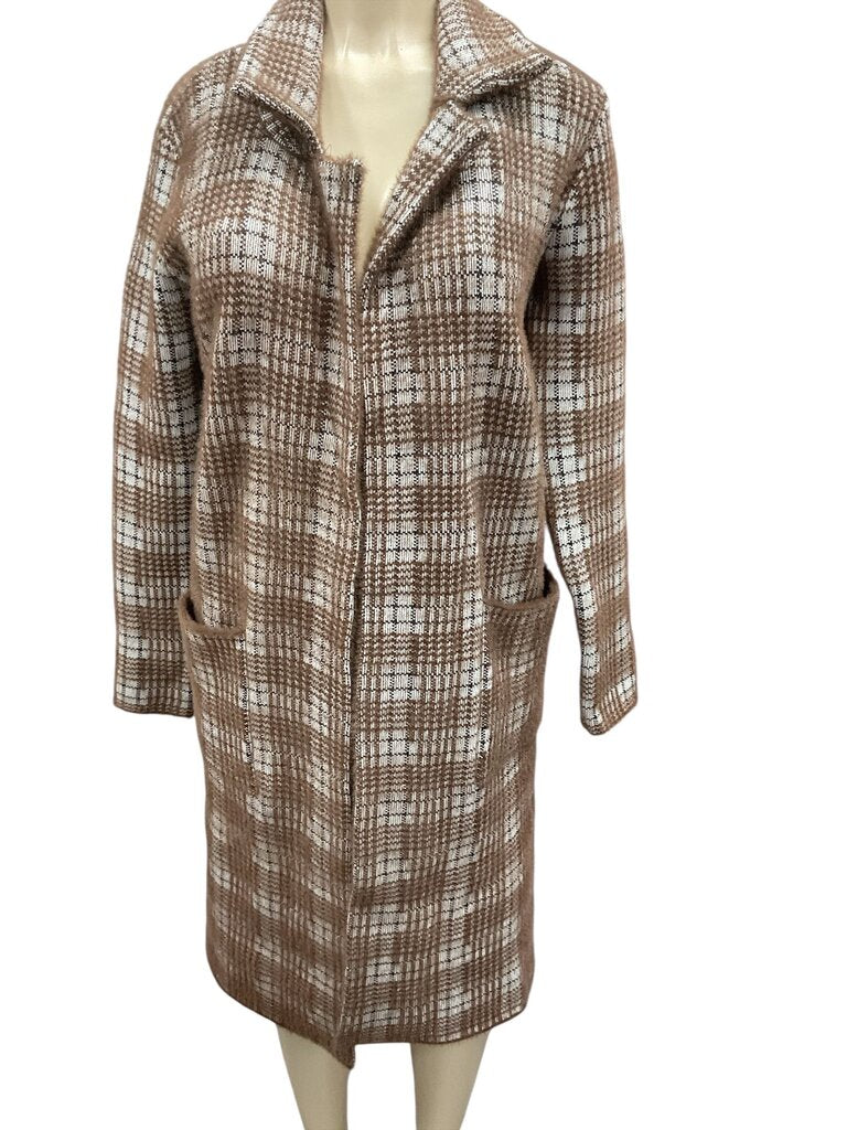 Tahari (Small) Brown Plaid Long Sweater