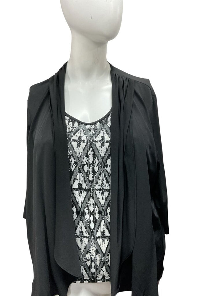 Alfred Dunner (PXL) Black Two Layer Cardigan