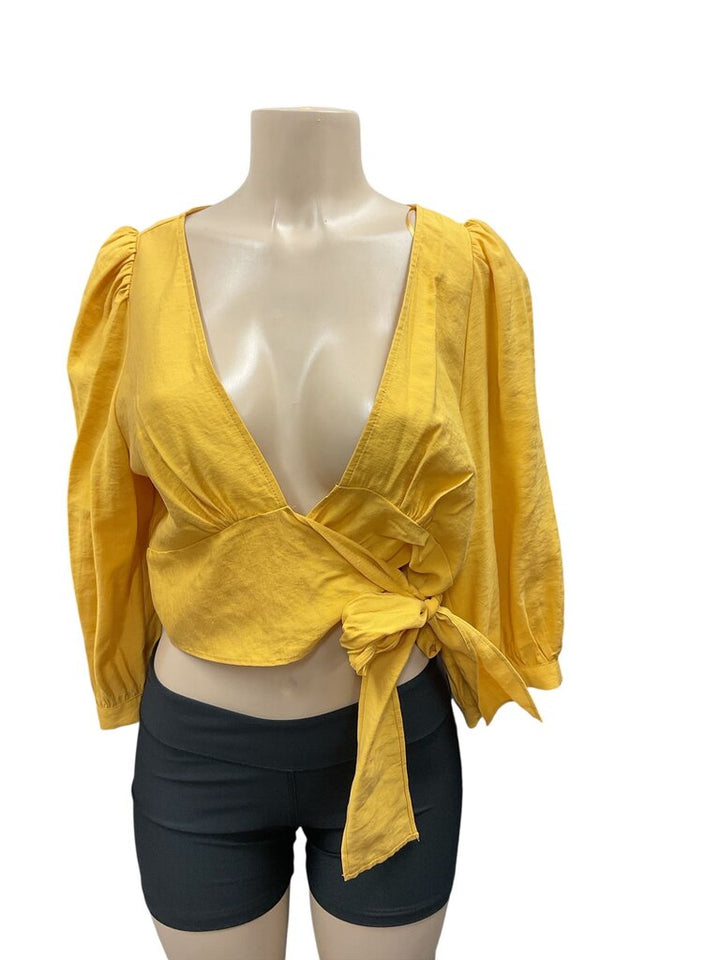 Zara (Large) Yellow Wrap Blouse