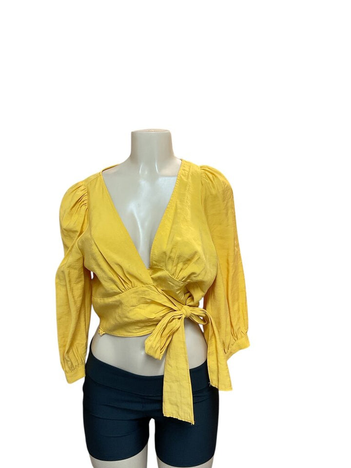 Zara (Large) Yellow Wrap Blouse