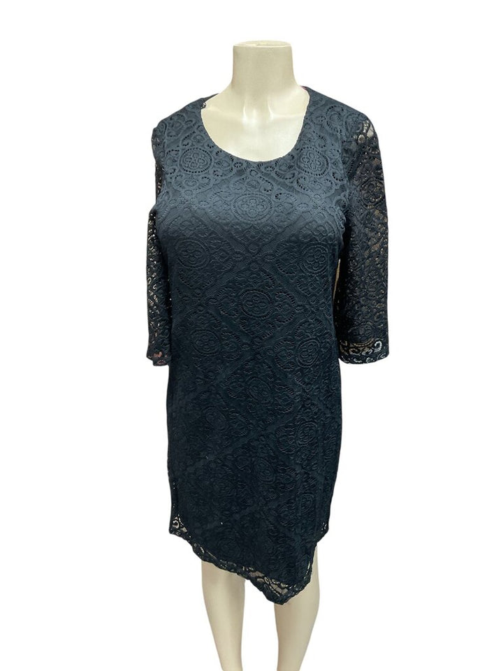 RN (12) Studio Black Lace Midi Dress