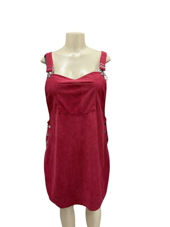 Burgundy (xxl) Overall Corduroy Dress