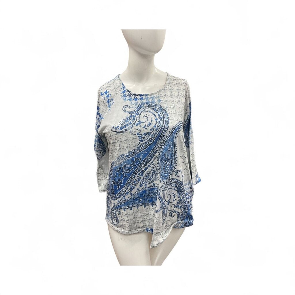Chicos (3) Blue Paisley Printed Cotton Tee