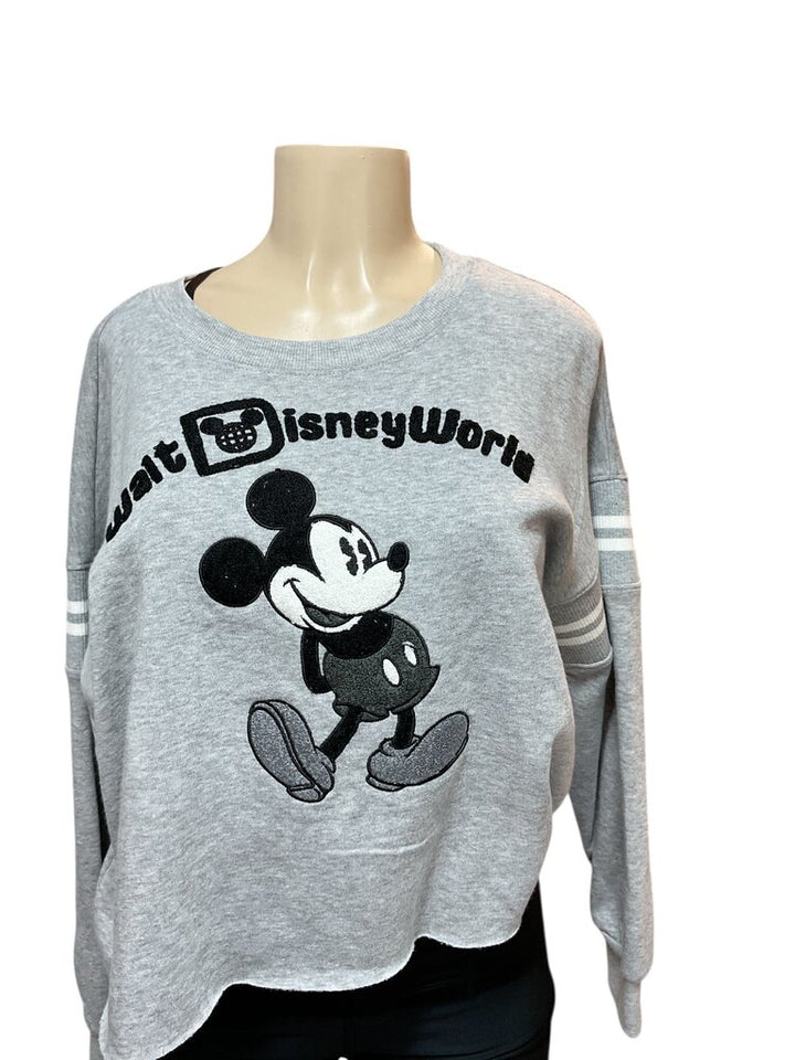 Walt disney world varsity cropped gray sweatshirt