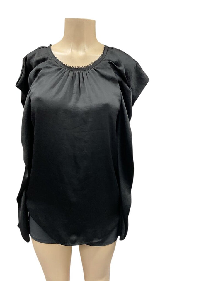 BCBG black satin L/S blouse