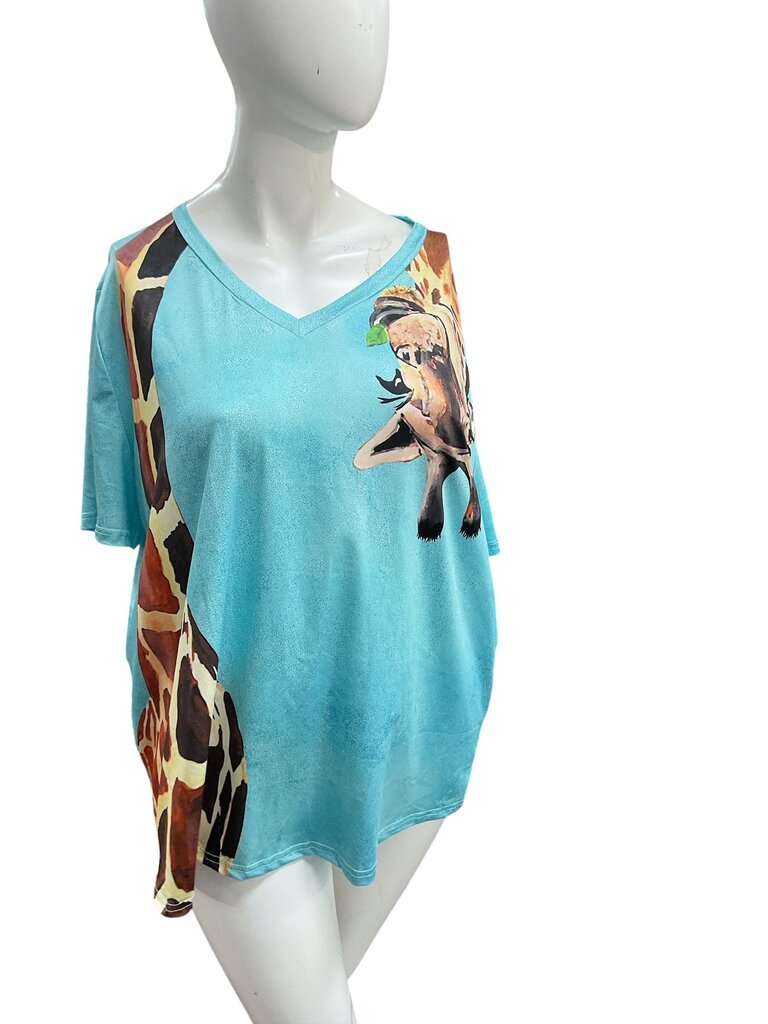 Giraffe and Octopus (4X) Blue S/S Top