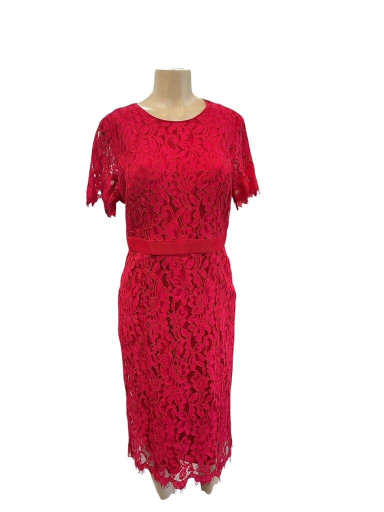 Eva Mendes (16) Red Lace Capped Sleeve Dress