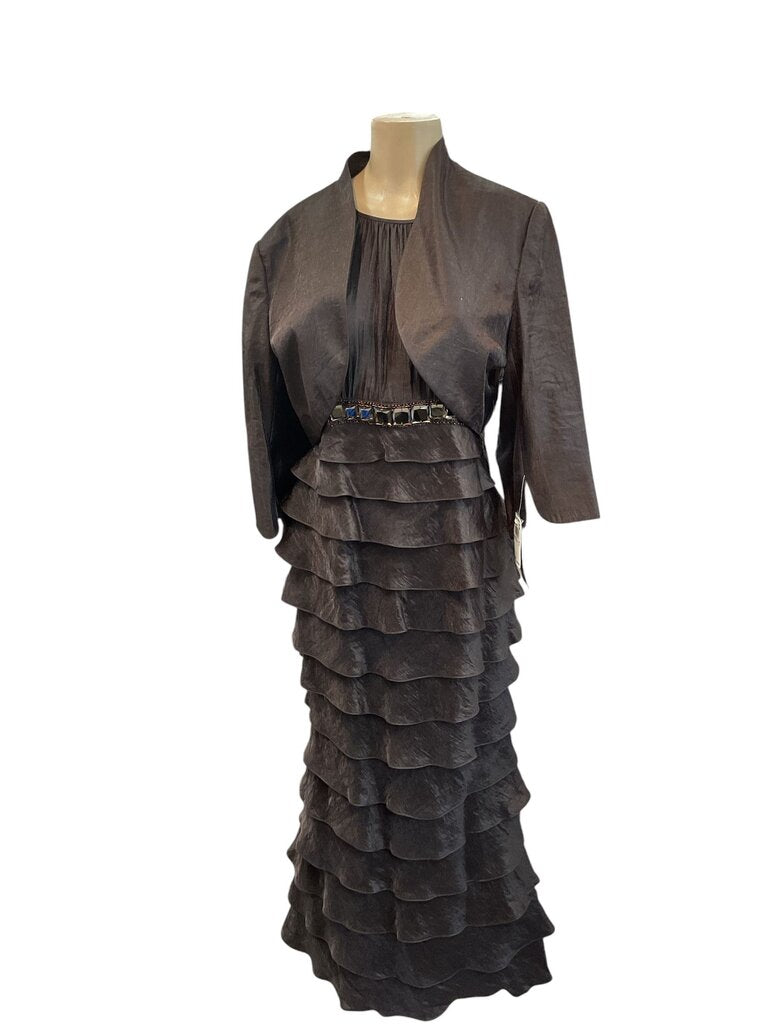 Adrianna Papell (16) Brown Ruch Dress Formal